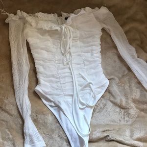 white longsleeve one-piece bodysuit